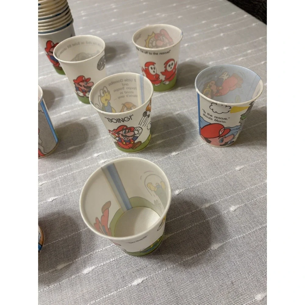 RARE 22 Vintage Super Mario Nintendo 1989 Retro Dixie Cups Bowser USA made